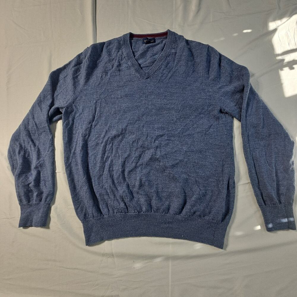 Brooks Brothers Mens 100% Extra Fine Merino Wool V Neck Sweater Size Large